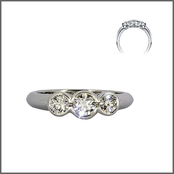 Platinum Brilliant cut Diamond trilogy ring