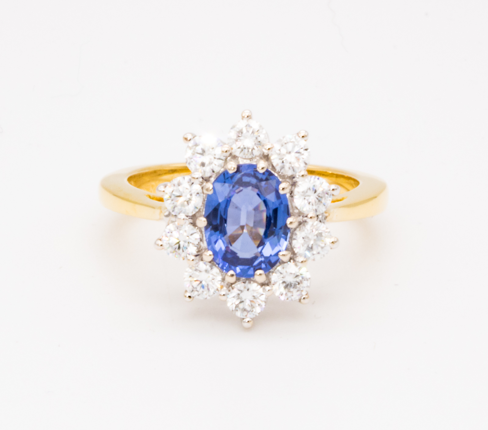 Sapphire Diamond Cluster Ring