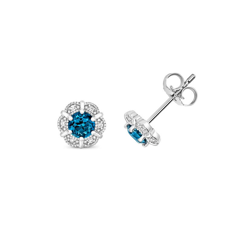 London Blue Topaz Cluster Studs